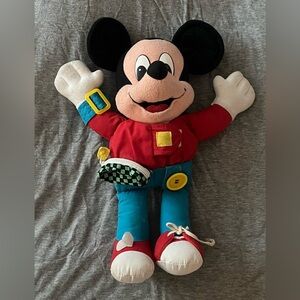 Vintage Mattel Disney Mickey Mouse Teach Me Stuffed Plush Learning Toy 15" 1992